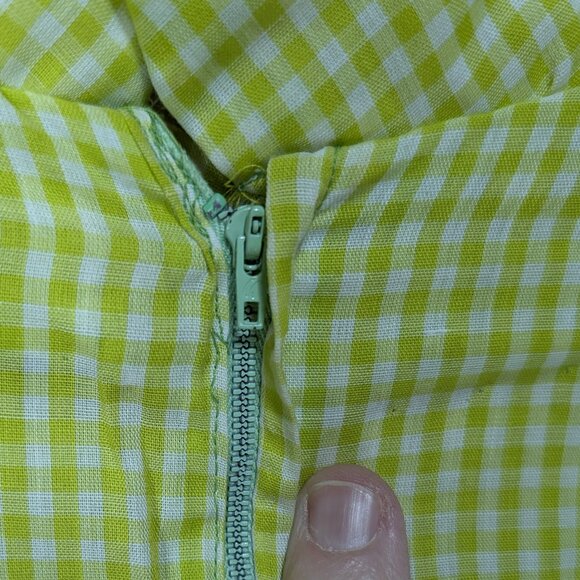 VINTAGE HOMEMADE Green Gingham Maxi Dress with Lace Detail - Picture 8 of 9